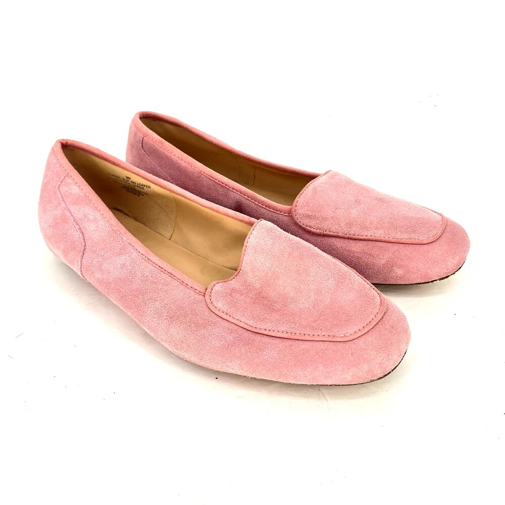 Appleseed's Pink Suede Slip On Loafers Women's Size 9 Square Toe Comfort Shoes